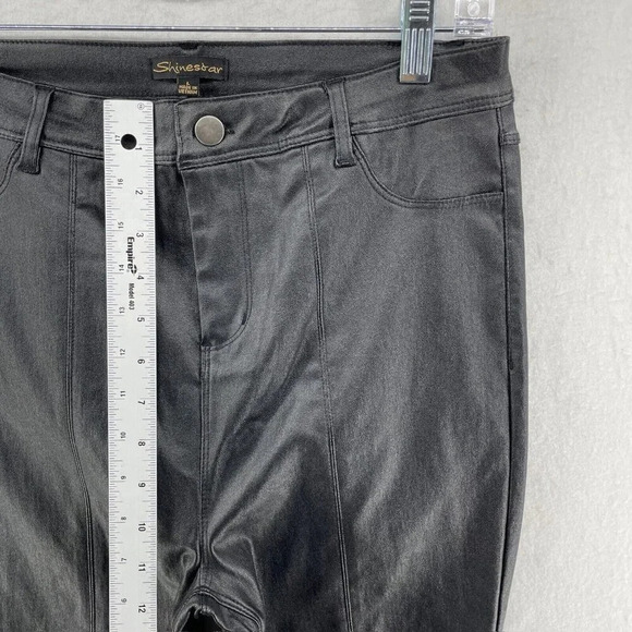 Shinestar Pants Women L Black Slim Stretch Tapered Ankle Career  Casual Button - Picture 4 of 10